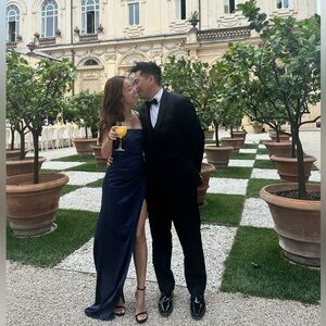 Strapless Midnight Blue Wedding Guest Dress